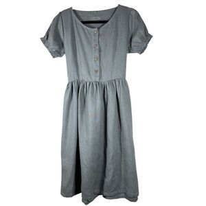 Simply Grey Linen Dress 1/2 Button Front Gray Women’s Size S/M